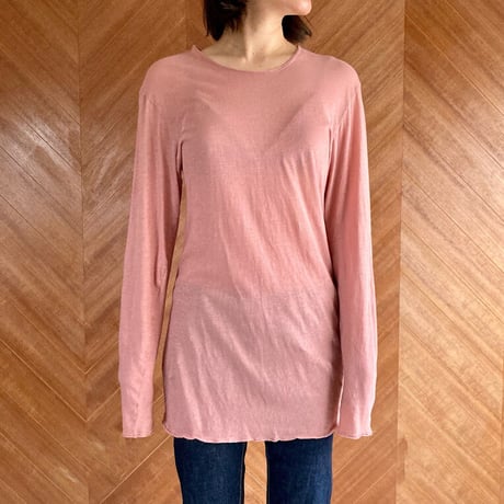 ユニセックス長袖Tシャツ　灰赤紫