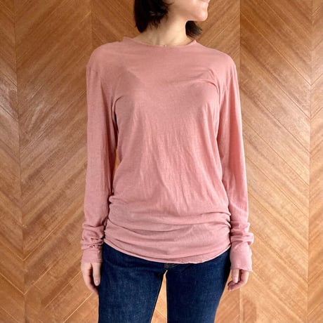 ユニセックス長袖Tシャツ　灰赤紫