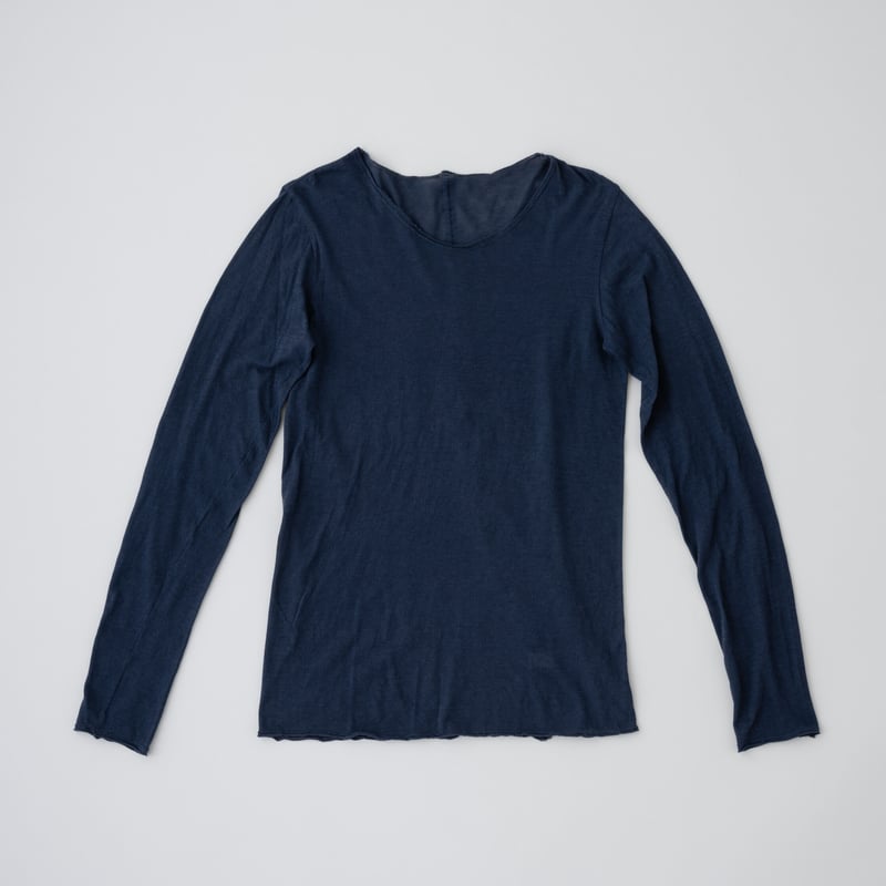 最終お値下げ！45Ｒ、紺にグレー丸模様長袖Tシャツ ケイト長袖Tシャツ ブルーグレー | RIG_official online store