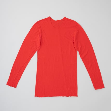 ユニセックス長袖Tシャツ　朱色