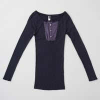 ヘンリーネック長袖Tシャツ 　ミッドナイトブルー