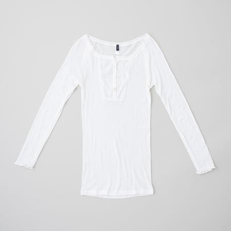 ヘンリーネック長袖Tシャツ　オフホワイト