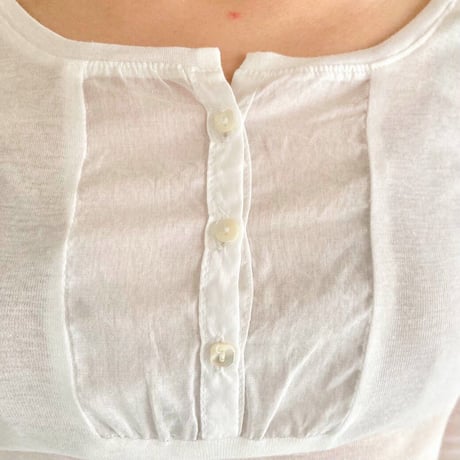 ヘンリーネック長袖Tシャツ　オフホワイト