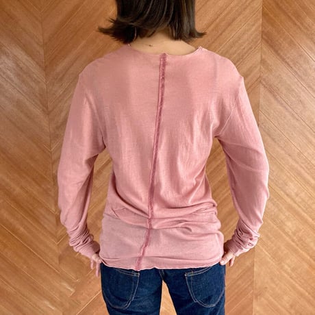 ユニセックス長袖Tシャツ　灰赤紫