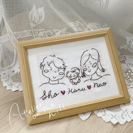 似顔絵刺繍 「Family Portrait」