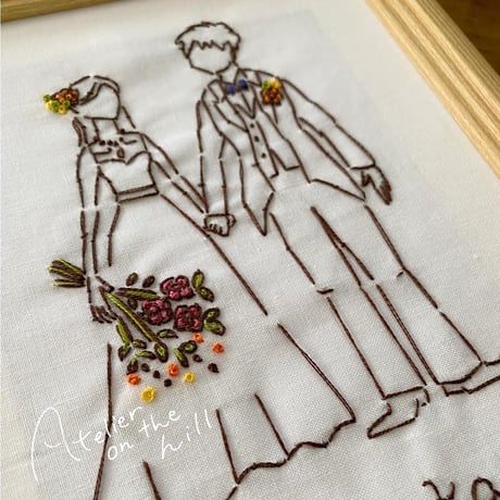 ふたりのシルエット刺繍 A4サイズ