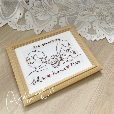似顔絵刺繍 「Family Portrait」