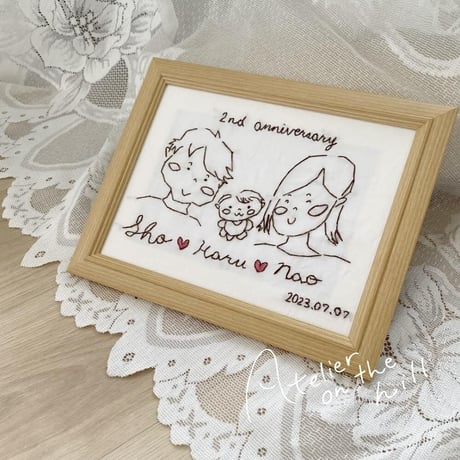 似顔絵刺繍 「Family Portrait」