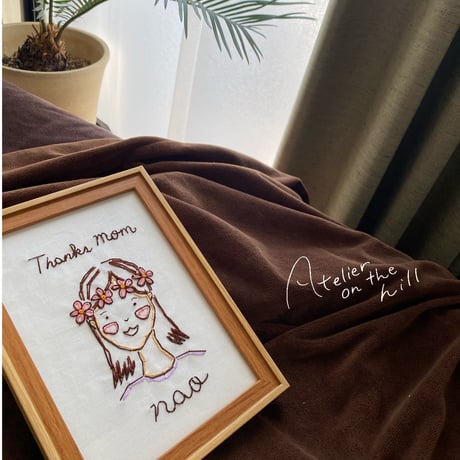 ⚫︎送料無料⚫︎母の日限定似顔絵刺繍 「Thanks mom」