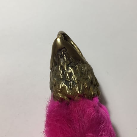 ◇真鍮◇イーグルヘッド ラビットフット キーホルダー ◇ピンク