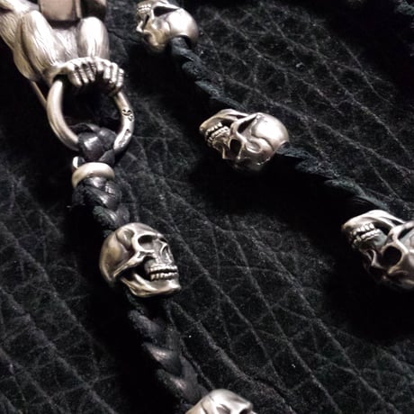 シンキング モンキー＆10スカル レザー ウォレットチェーン /thinking monkey&10 skulls leather Wallet chain