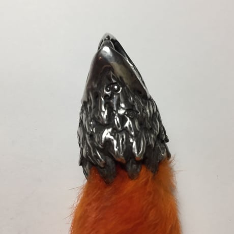 ◆シルバー◆イーグルヘッド ラビットフラックット キーホルダー◆ オレンジ