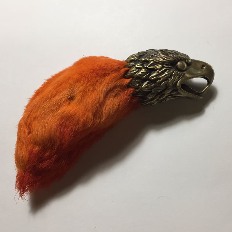 ◇真鍮◇イーグルヘッド ラビットフット キーホルダー ◇オレンジ