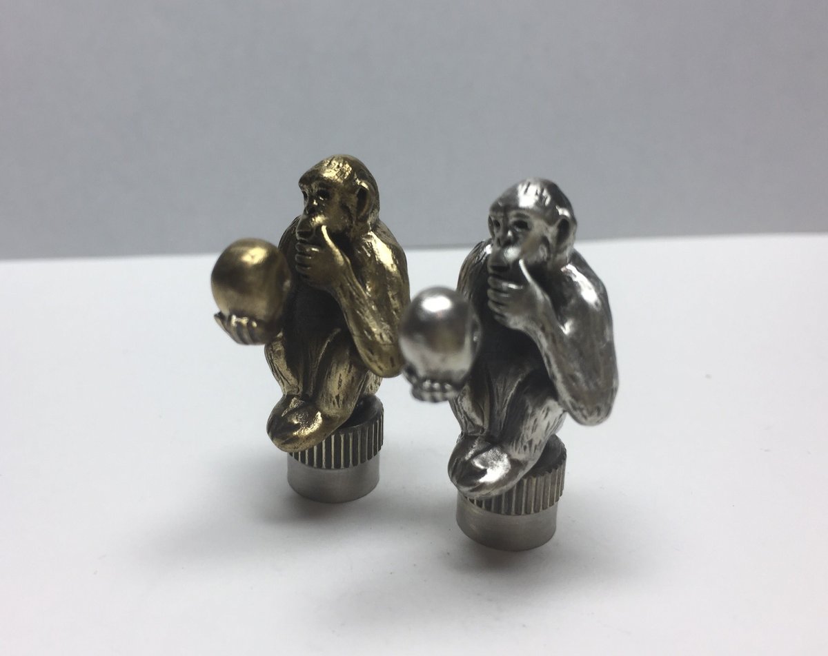 ★オーダー◇自転車の仏式対応◇猿 & スカル バルブキャップ2個◇真鍮 ☆オーダー◇自転車の仏式対応◇猿 & スカル バルブキャップ2個◇