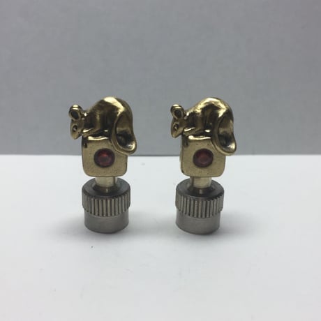 ◇真鍮∇石付き◇ 2個セット◇ネズミ & サイコロ バルブキャップ