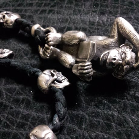 シンキング モンキー＆10スカル レザー ウォレットチェーン /thinking monkey&10 skulls leather Wallet chain