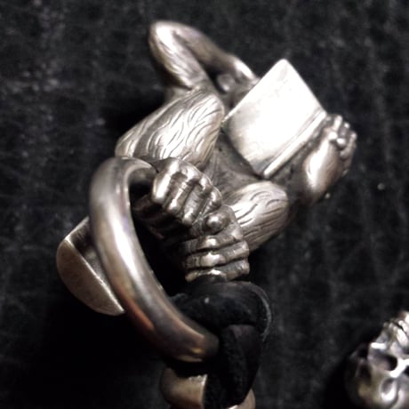シンキング モンキー＆10スカル レザー ウォレットチェーン /thinking monkey&10 skulls leather Wallet chain