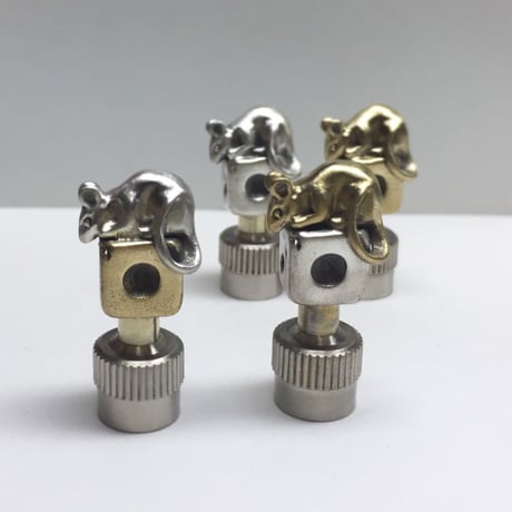 ■シルバー×真鍮■ネズミ & サイコロ バルブキャップ