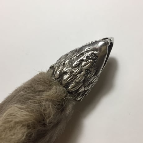 ◆シルバー◆イーグルヘッド ラビットフット キーホルダー◆ナチュラル