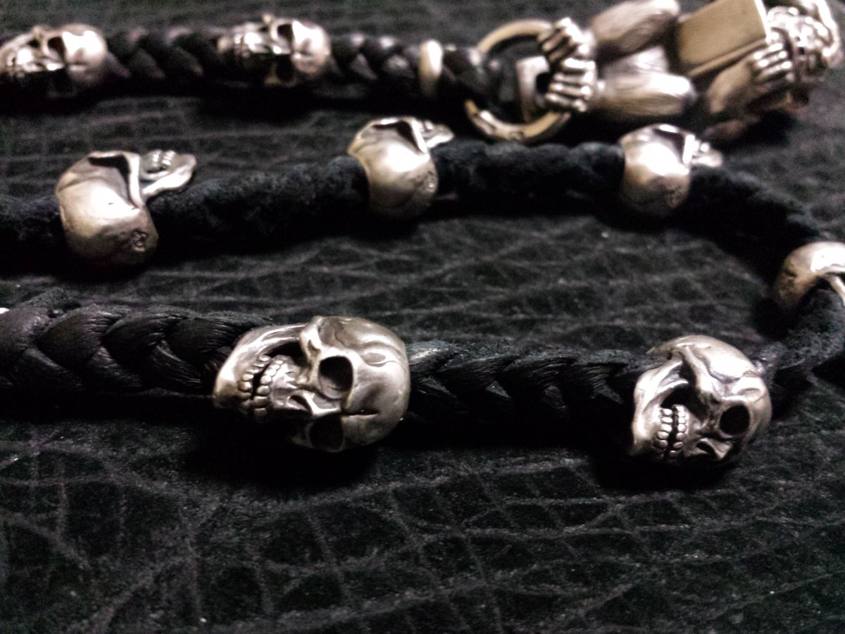 シンキング モンキー＆10スカル レザー ウォレットチェーン /thinking