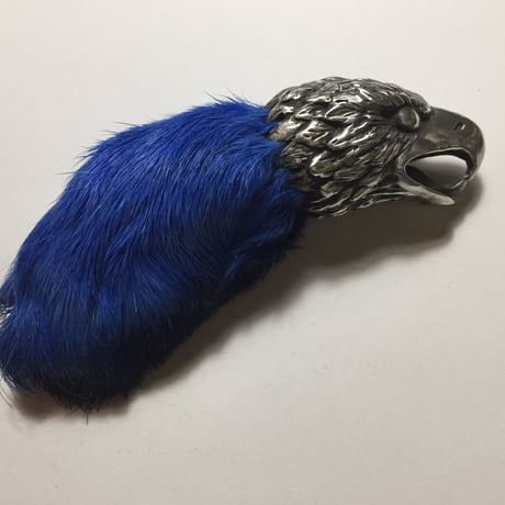 ◆シルバー◆イーグルヘッド ラビットフット キーホルダー◆ブルー