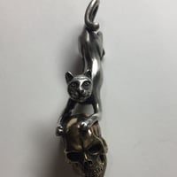 ■シルバー×真鍮■猫と髑髏のペンダント