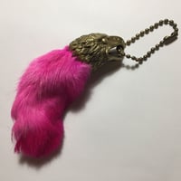 ◇真鍮◇イーグルヘッド ラビットフット キーホルダー ◇ピンク