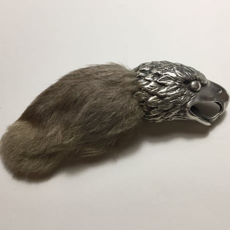 ◆シルバー◆イーグルヘッド ラビットフット キーホルダー◆ナチュラル