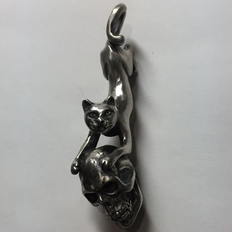 ◆シルバー◆猫と髑髏のペンダント