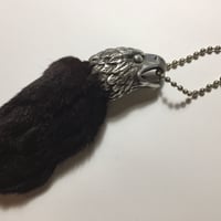 ◆シルバー◆イーグルヘッド ラビットフット キーホルダー◆ブラック