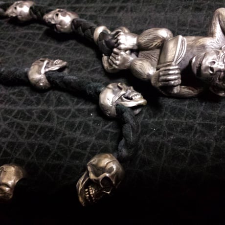 シンキング モンキー＆10スカル レザー ウォレットチェーン /thinking monkey&10 skulls leather Wallet chain