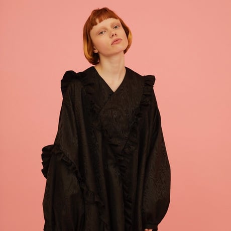 3D FRILL DRESS  Black