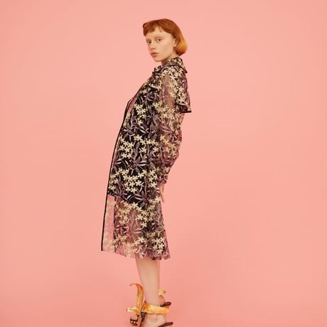 Lace floral trench coat