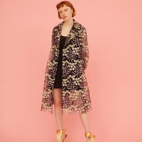 Lace floral trench coat