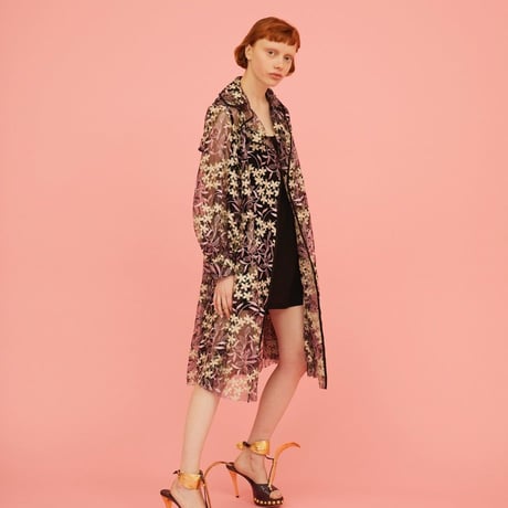 Lace floral trench coat