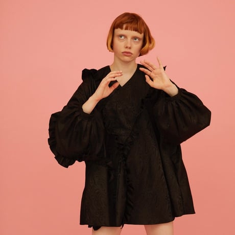 3D FRILL DRESS  Black