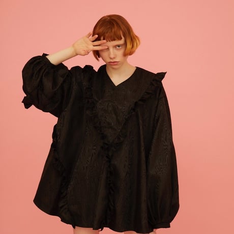 3D FRILL DRESS  Black