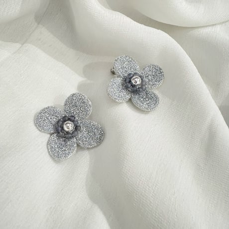 Chunky style/お花イヤーアクセサリー【silver】