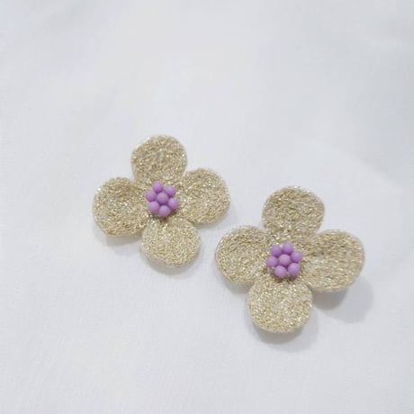 Chunky style/お花イヤーアクセサリー【gold】