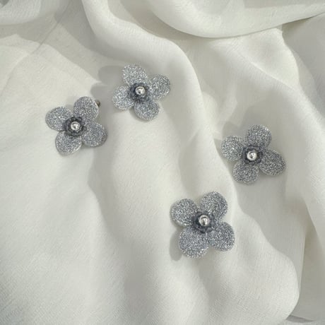 Chunky style/お花イヤーアクセサリー【silver】