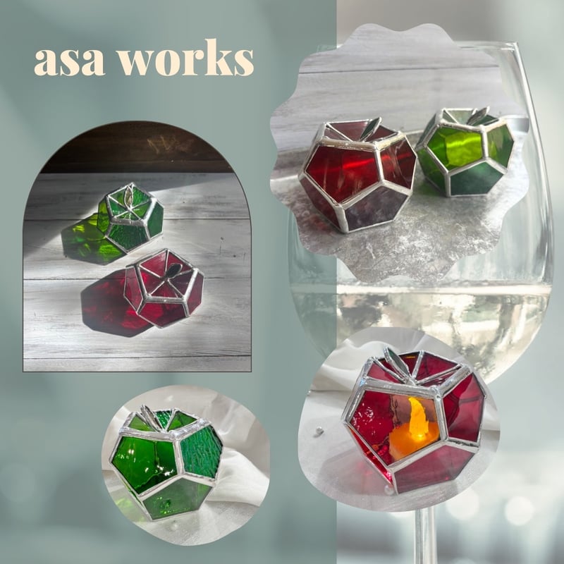asa works / ステンドグラス キャンドルホルダー/りんご | Asherry