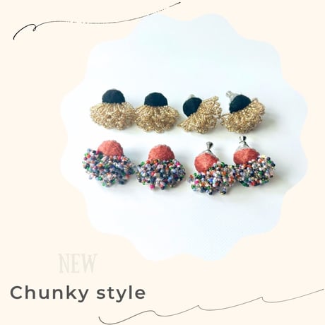 Chunky style /ビーズフリンジイヤーアクセサリー