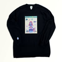 【東京ガンボ】おもしろシール風 晴子ロンTee 　ブラック