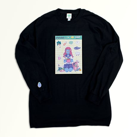 【東京ガンボ】おもしろシール風 晴子ロンTee　ホワイト
