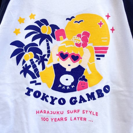 カカオのサーフラグランロンT ネイビー（Cacao’s Surf Raglan Long Sleeve T-shirt Navy）