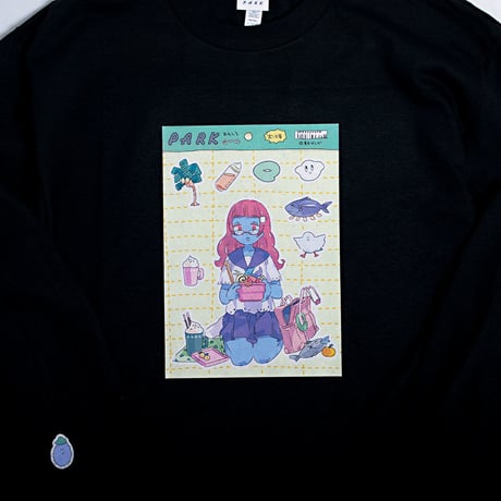 【東京ガンボ】おもしろシール風 晴子ロンTee　ホワイト