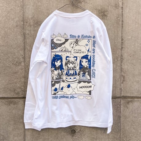 モルケーキ ロンT ホワイト（Guinea pig cake long sleeve T-shirt White）