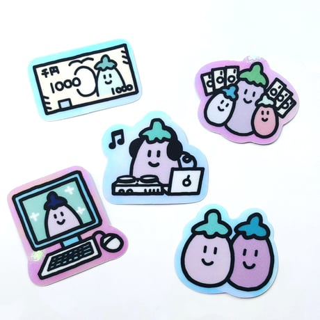 ナスのステッカーセット（Eggplant Sticker Set）