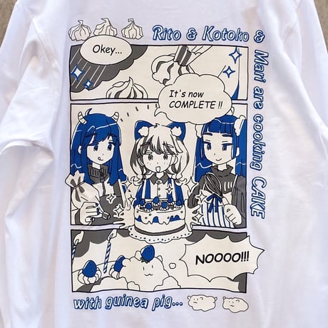 モルケーキ ロンT ホワイト（Guinea pig cake long sleeve T-shirt White）