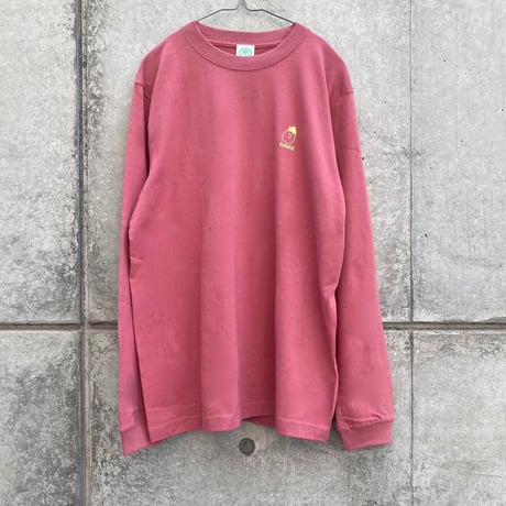 ナスの刺繍ロンT レッド（Eggplant Embroidery Long Sleeve T-shirt Red）
